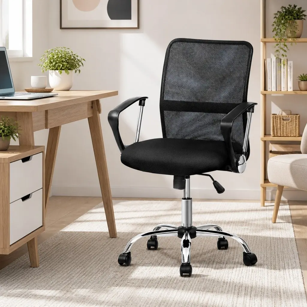 Mesh Office Chair Mid Back Breathable Swivel Desk Chair with Lumbar Support