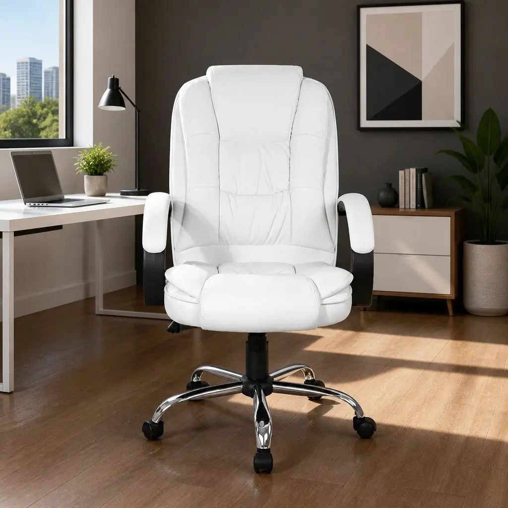 White High Back Executive Chair with Padded Comfort