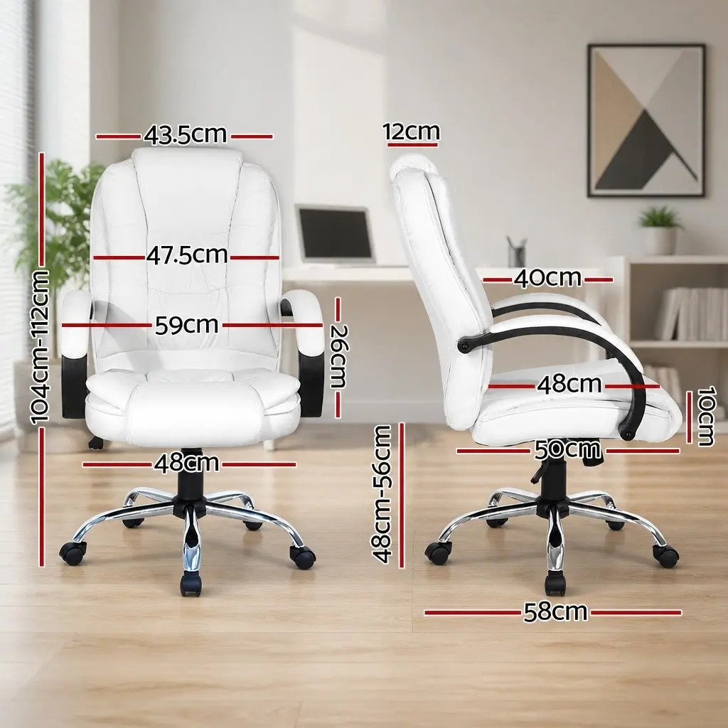 White High Back Executive Chair with Padded Comfort
