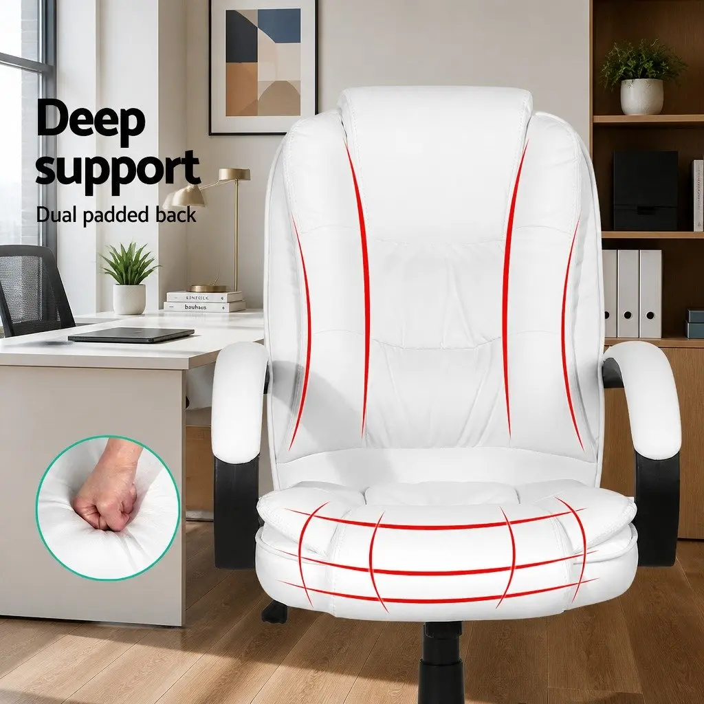 White High Back Executive Chair with Padded Comfort