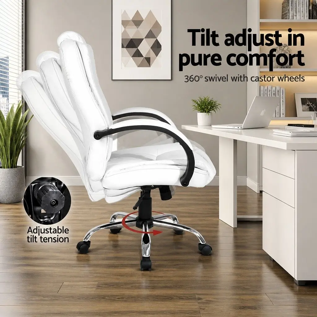 White High Back Executive Chair with Padded Comfort