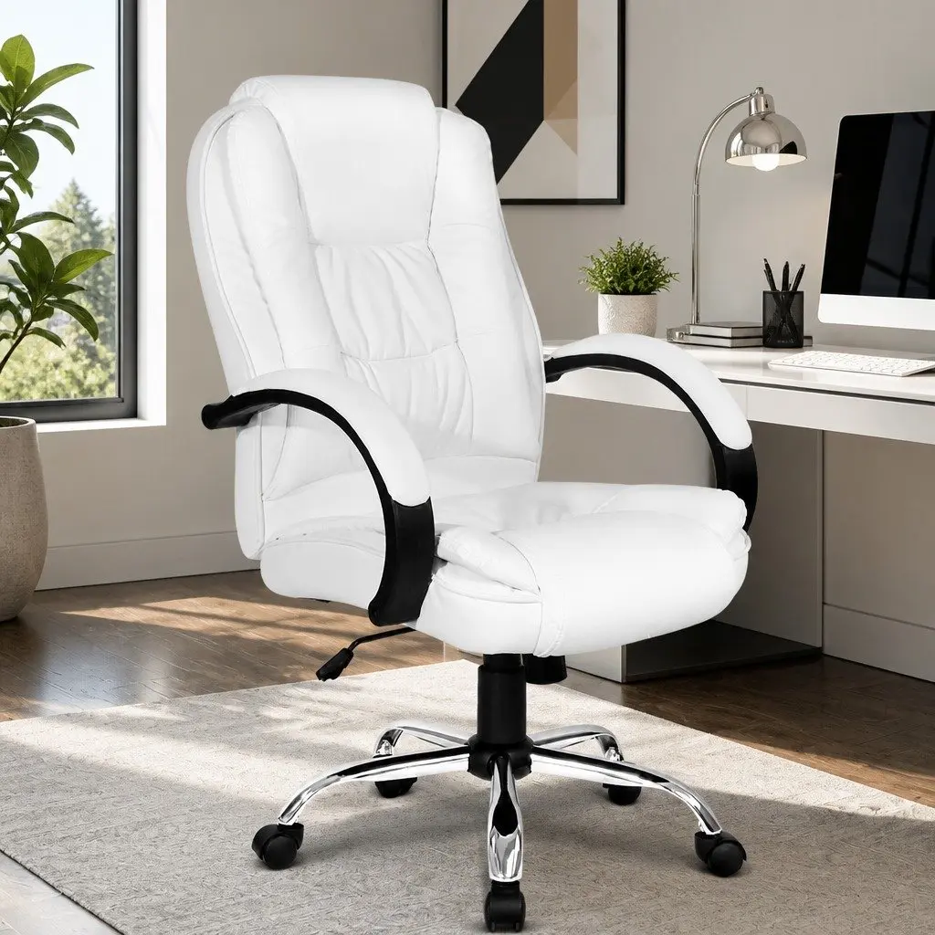 White High Back Executive Chair with Padded Comfort