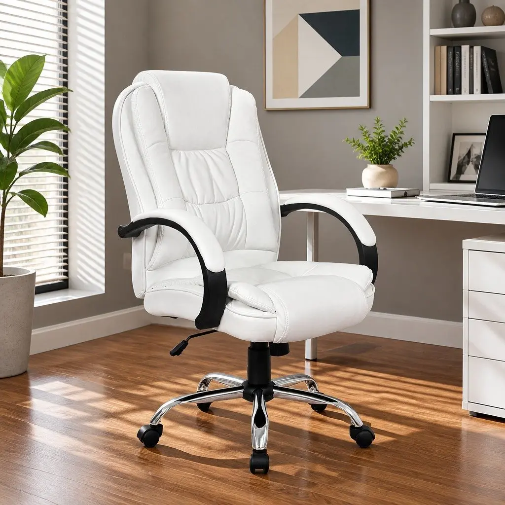 White High Back Executive Chair with Padded Comfort