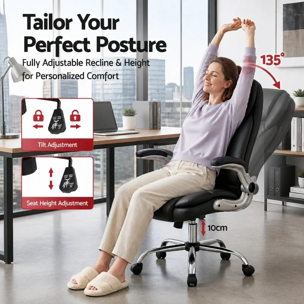Executive Office Chair for Office Black High Back with Lumbar Support