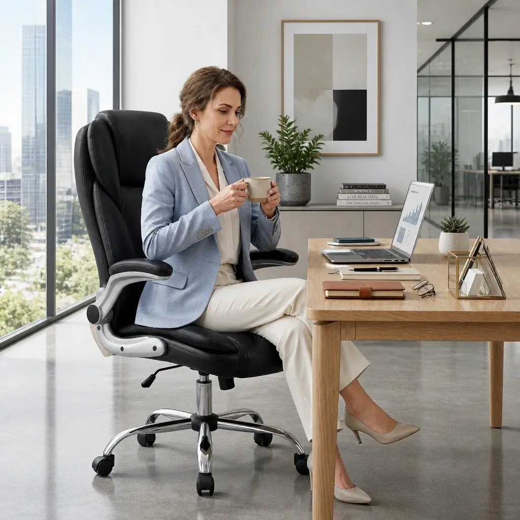 Executive Office Chair for Office Black High Back with Lumbar Support
