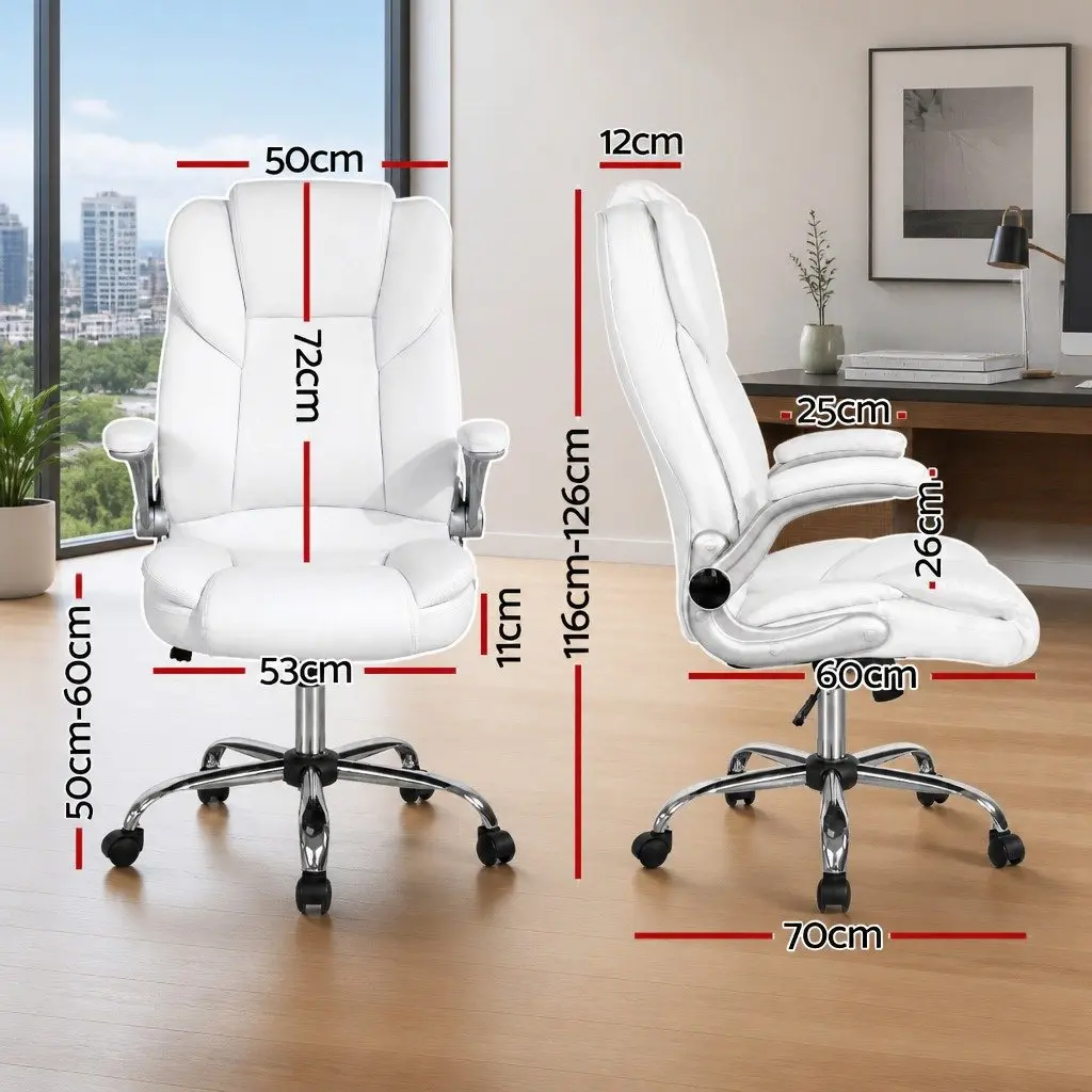 High Back White Leather Office Chair