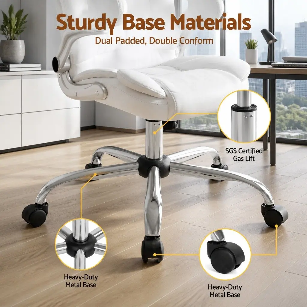 High Back White Leather Office Chair