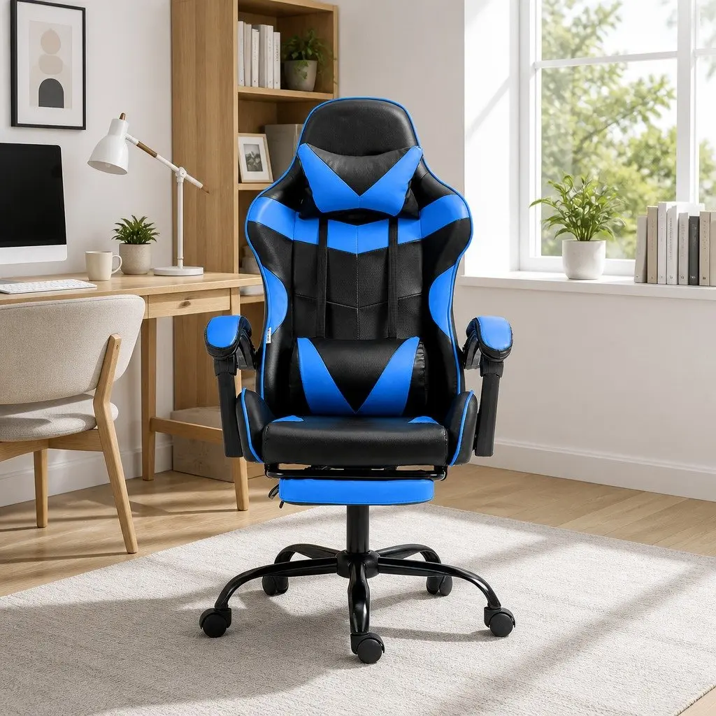 Gaming Office Chair Recliner with Footrest High-Back Desk Seat Adjustable