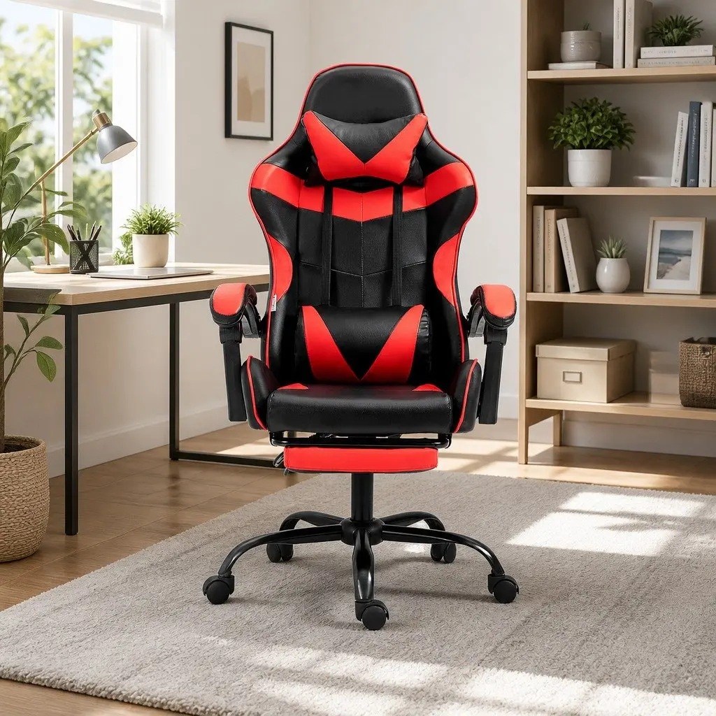 Gaming Office Chair Recliner with Footrest High Back Adjustable Seat