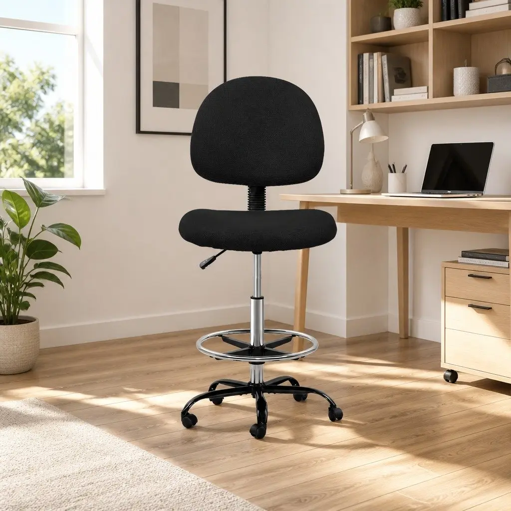 Black Adjustable Drafting Stool