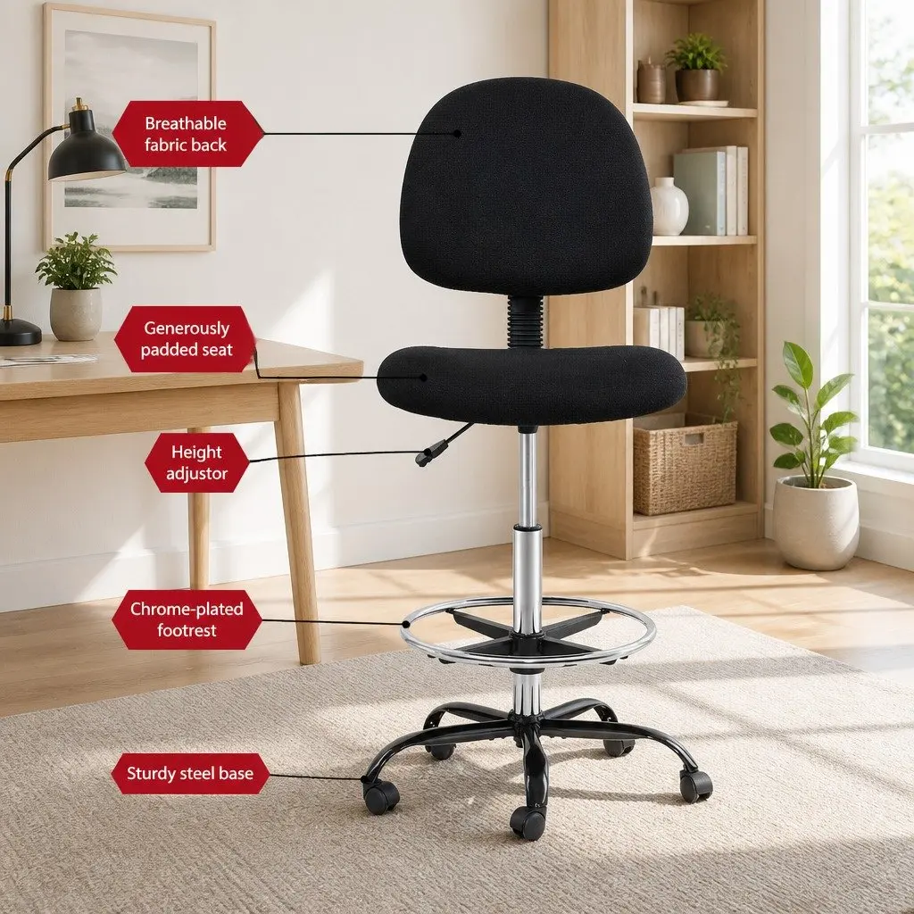 Black Adjustable Drafting Stool