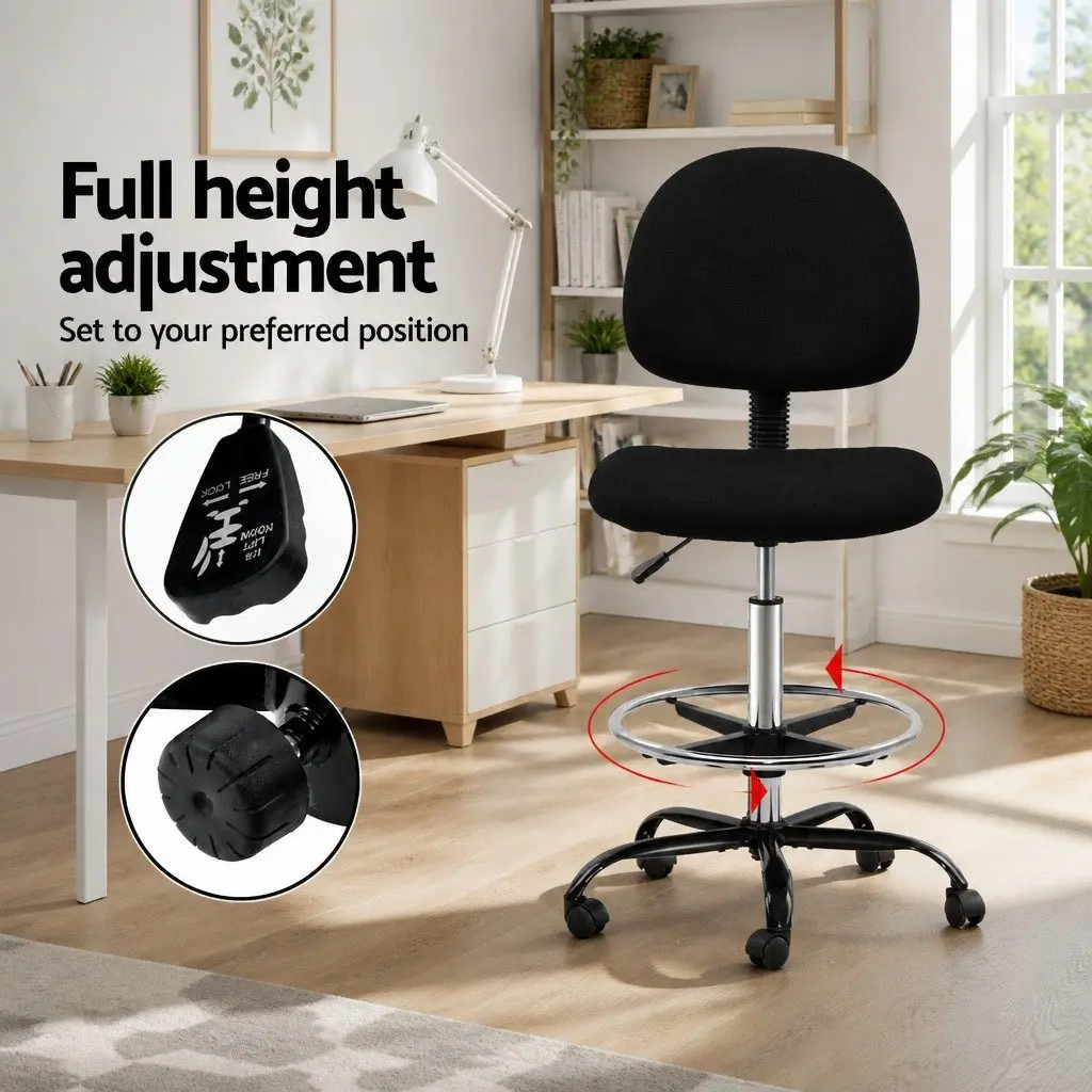 Black Adjustable Drafting Stool