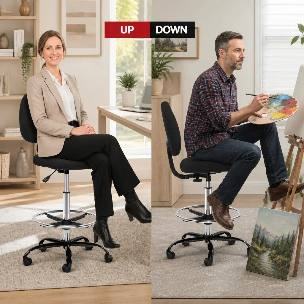 Black Adjustable Drafting Stool