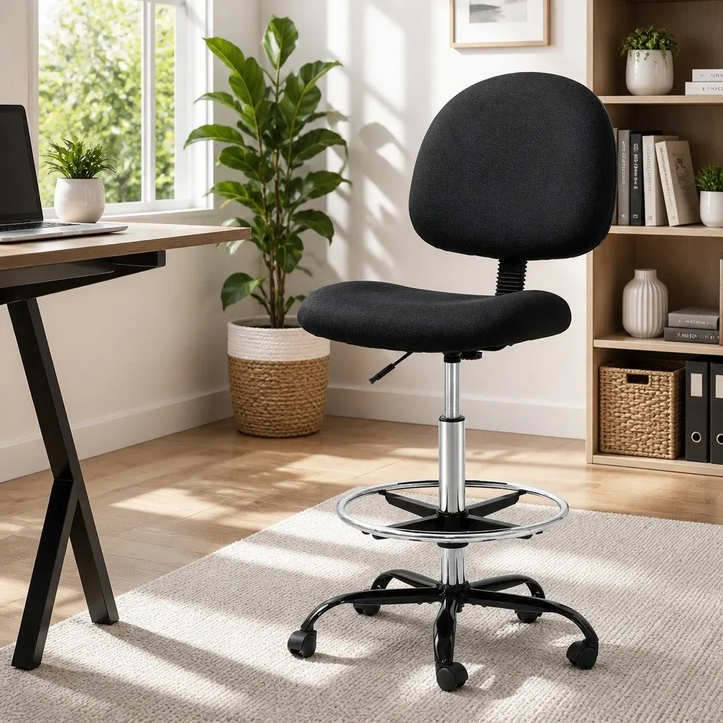 Black Adjustable Drafting Stool