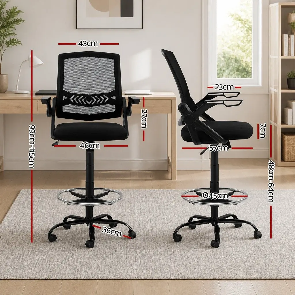 Drafting Stool with Adjustable Height and Chrome Footrest
