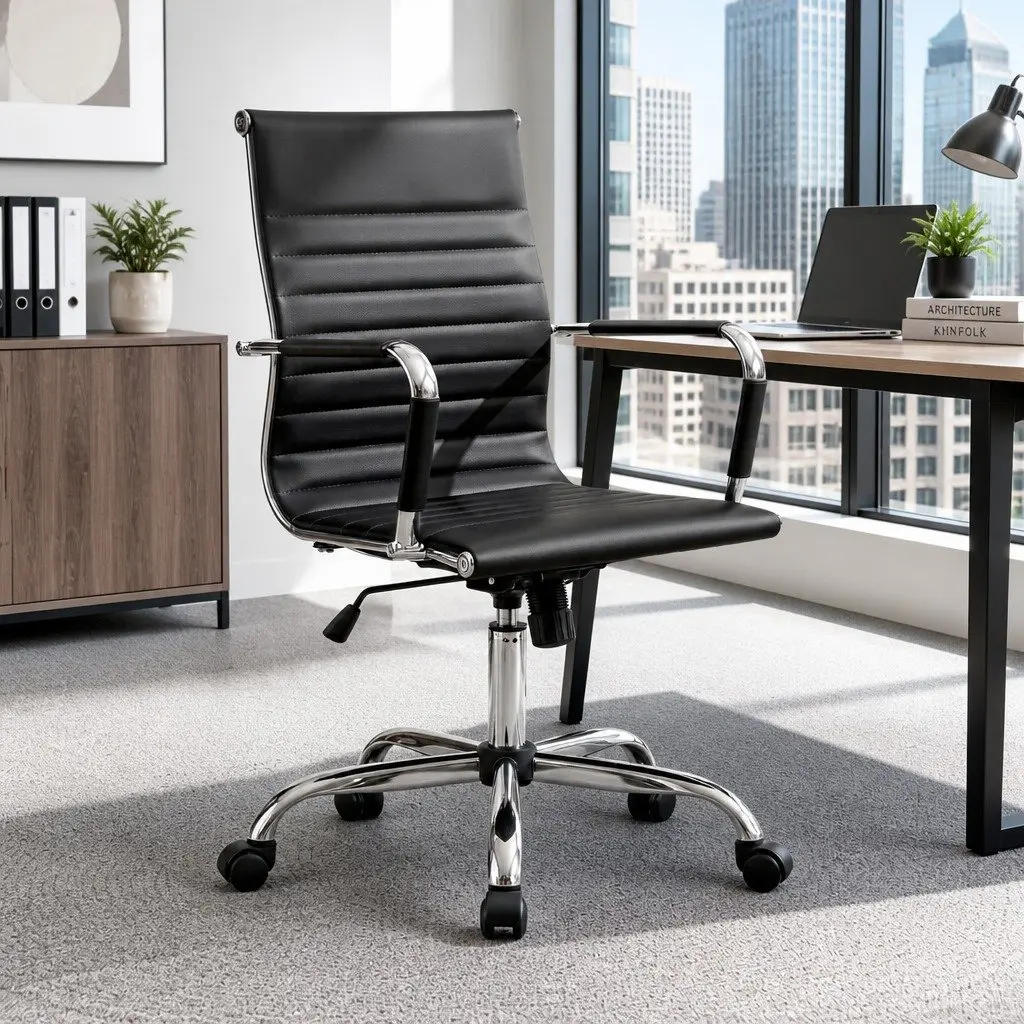 PU Leather Mid Back Office Chair