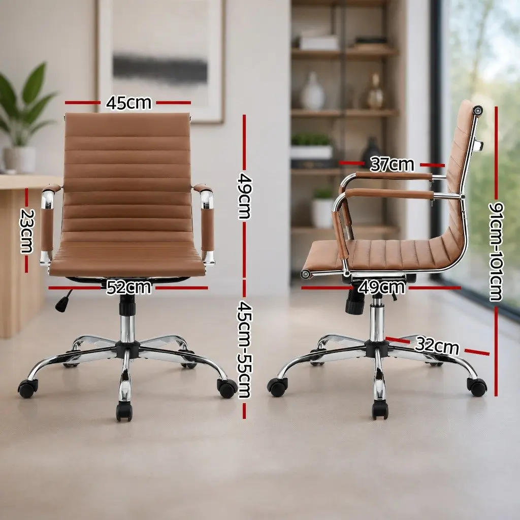 Office Conference Chair Mid Back PU Leather Adjustable Height Tilt Rotation