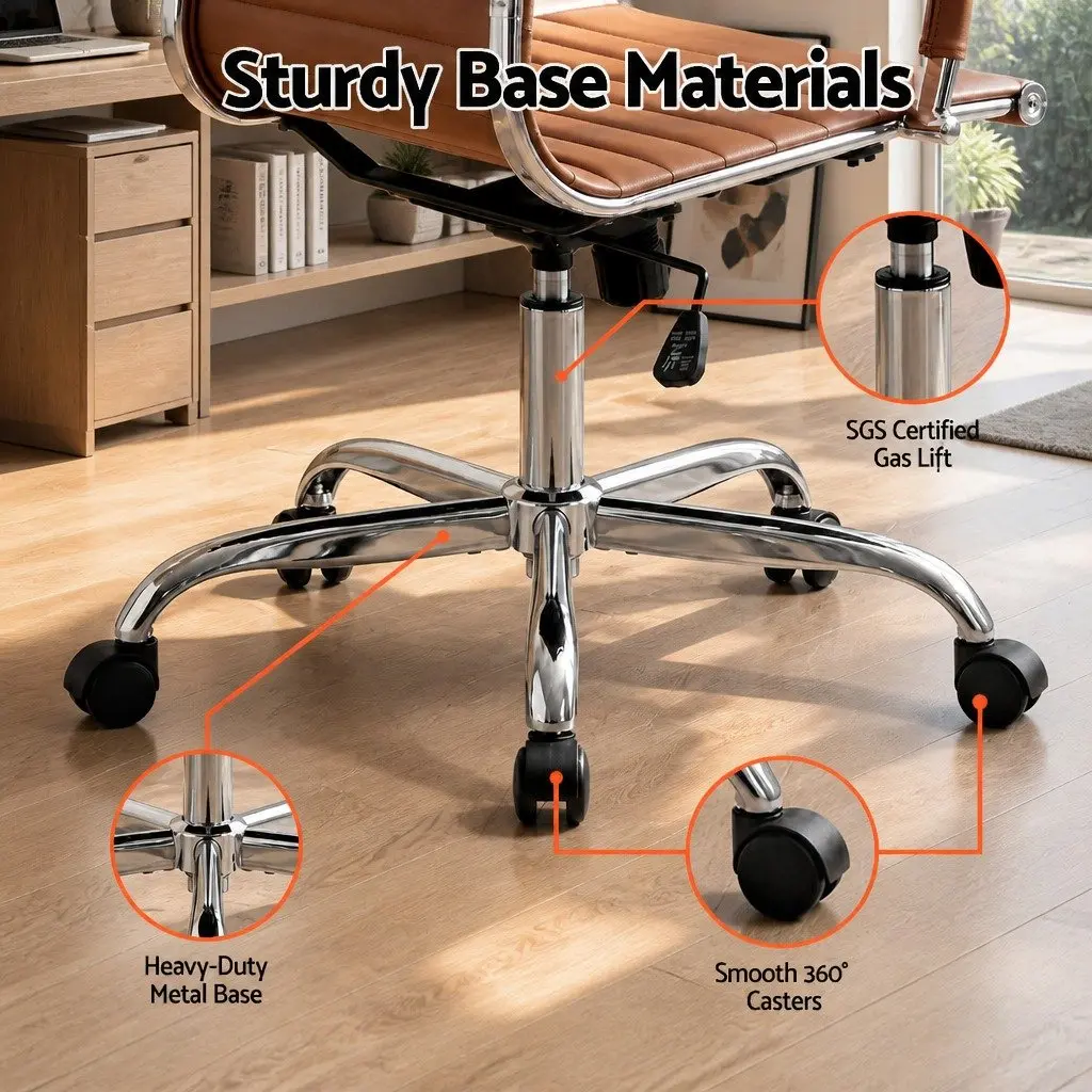 Office Conference Chair Mid Back PU Leather Adjustable Height Tilt Rotation