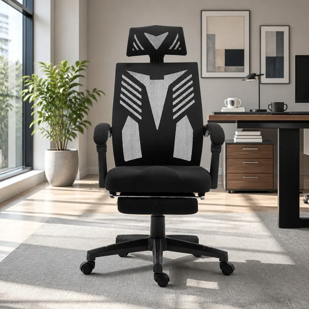 Mesh Office Chair Recliner Black High-Back Adjustable Headrest 150 Degree