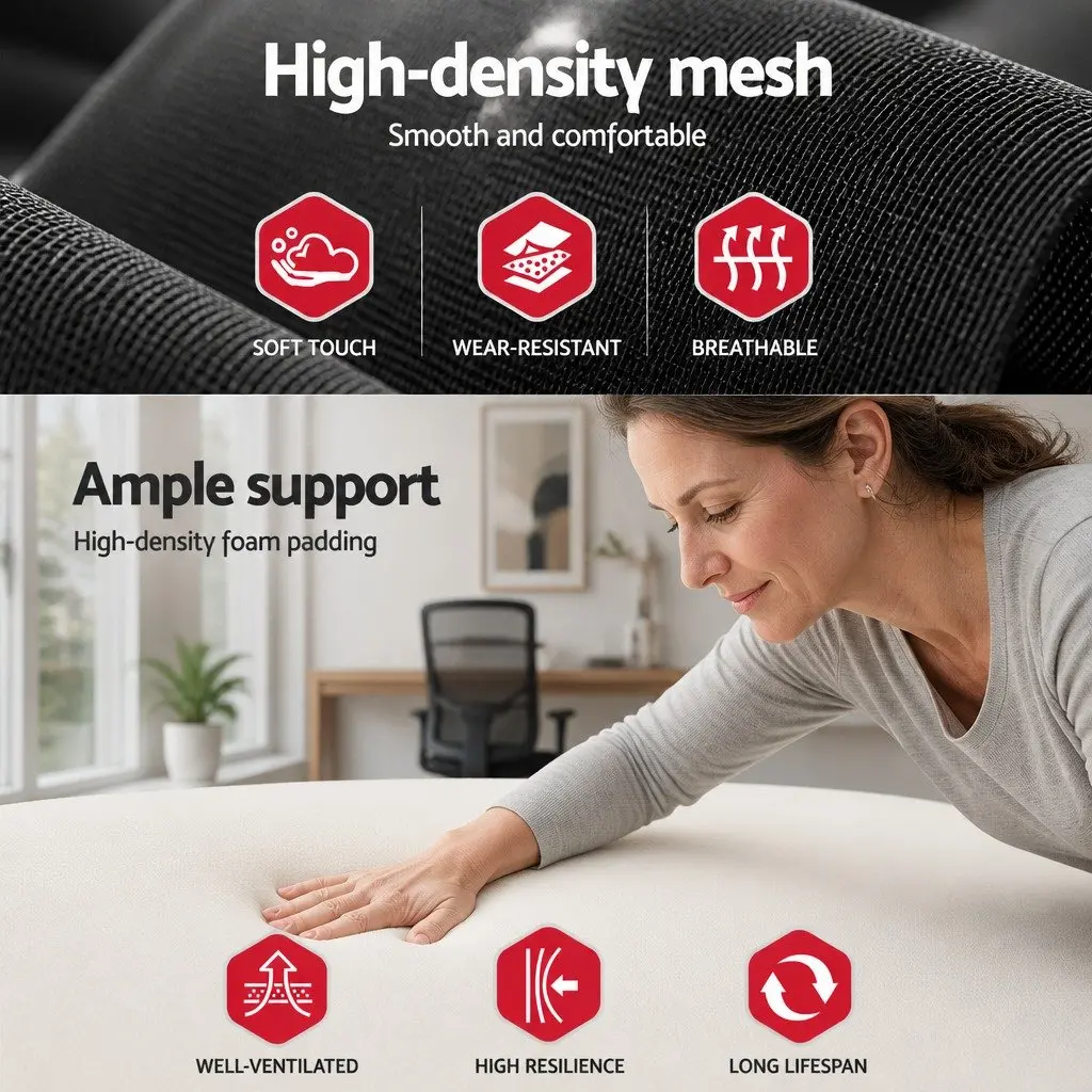 Mesh Office Chair Recliner Black High-Back Adjustable Headrest 150 Degree