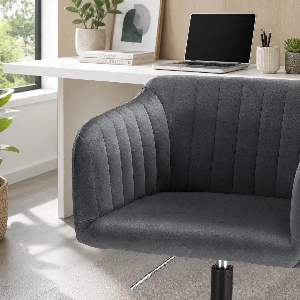 Dark Grey Velvet Office Chair