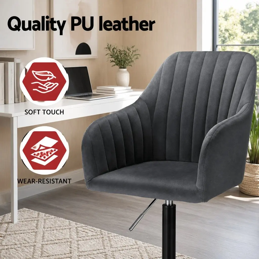 Dark Grey Velvet Office Chair
