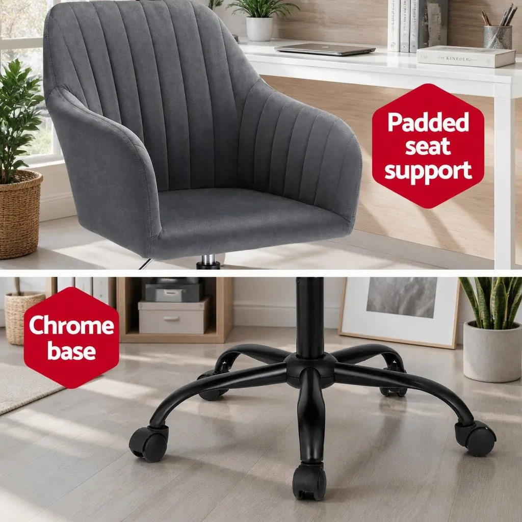 Dark Grey Velvet Office Chair