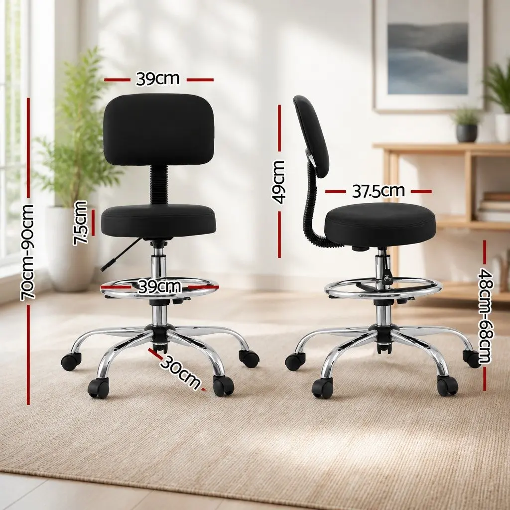 Office Drafting Chair Computer Standing Desk Ergonomic PU Swivel Black