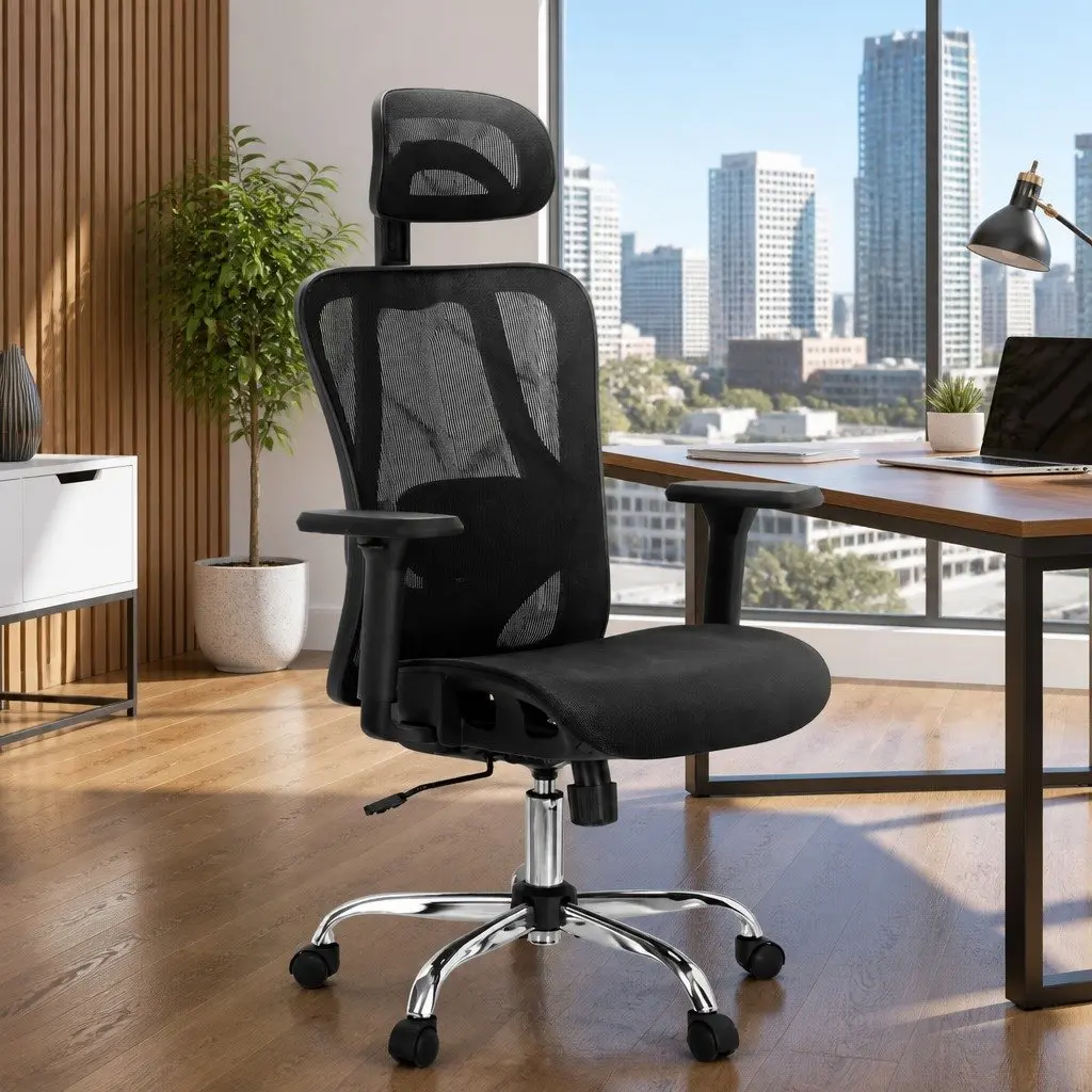 Ergonomic High Back Office Chair for Comfort and Support Adjustable Mesh Headrest Lumbar Support
