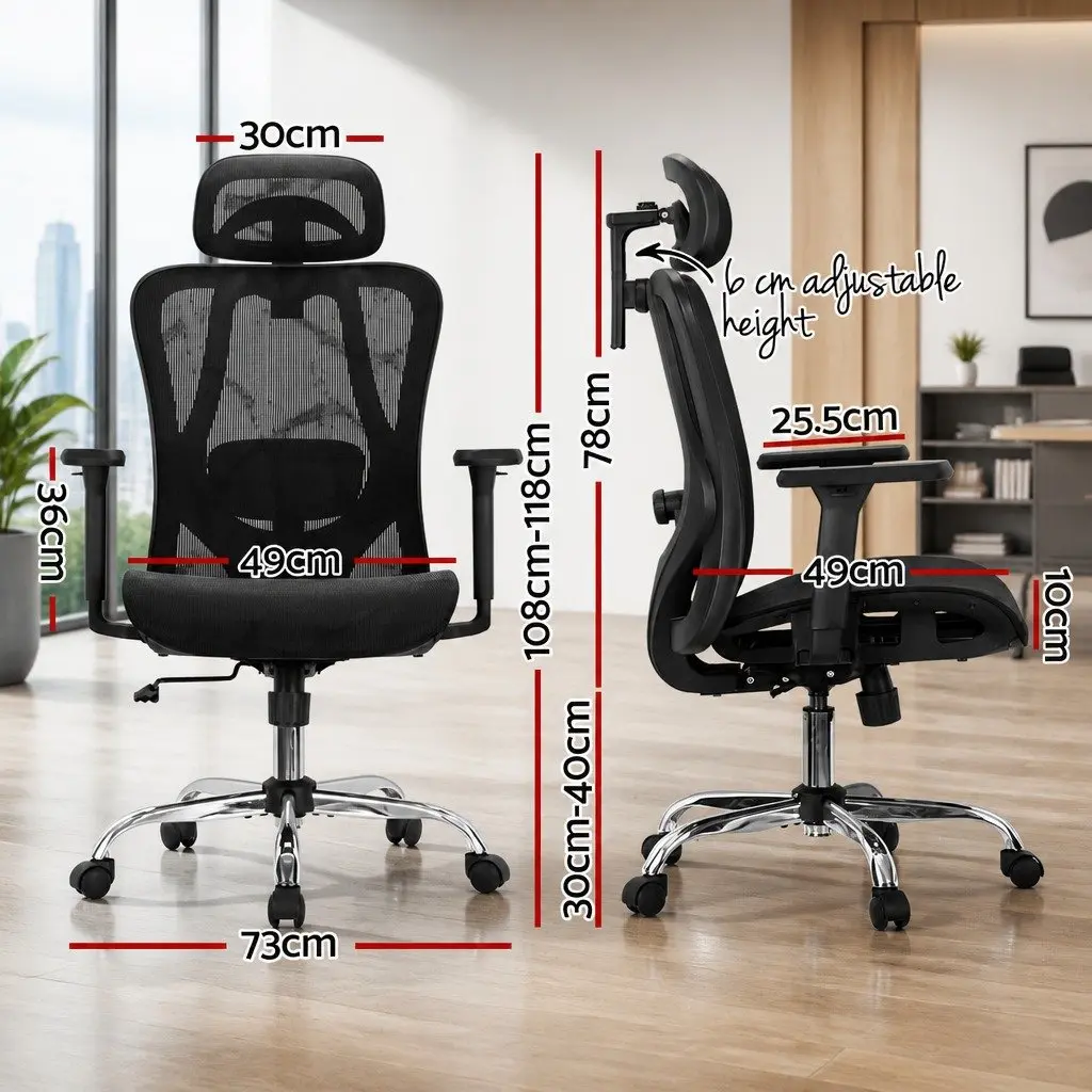 Ergonomic High Back Office Chair for Comfort and Support Adjustable Mesh Headrest Lumbar Support