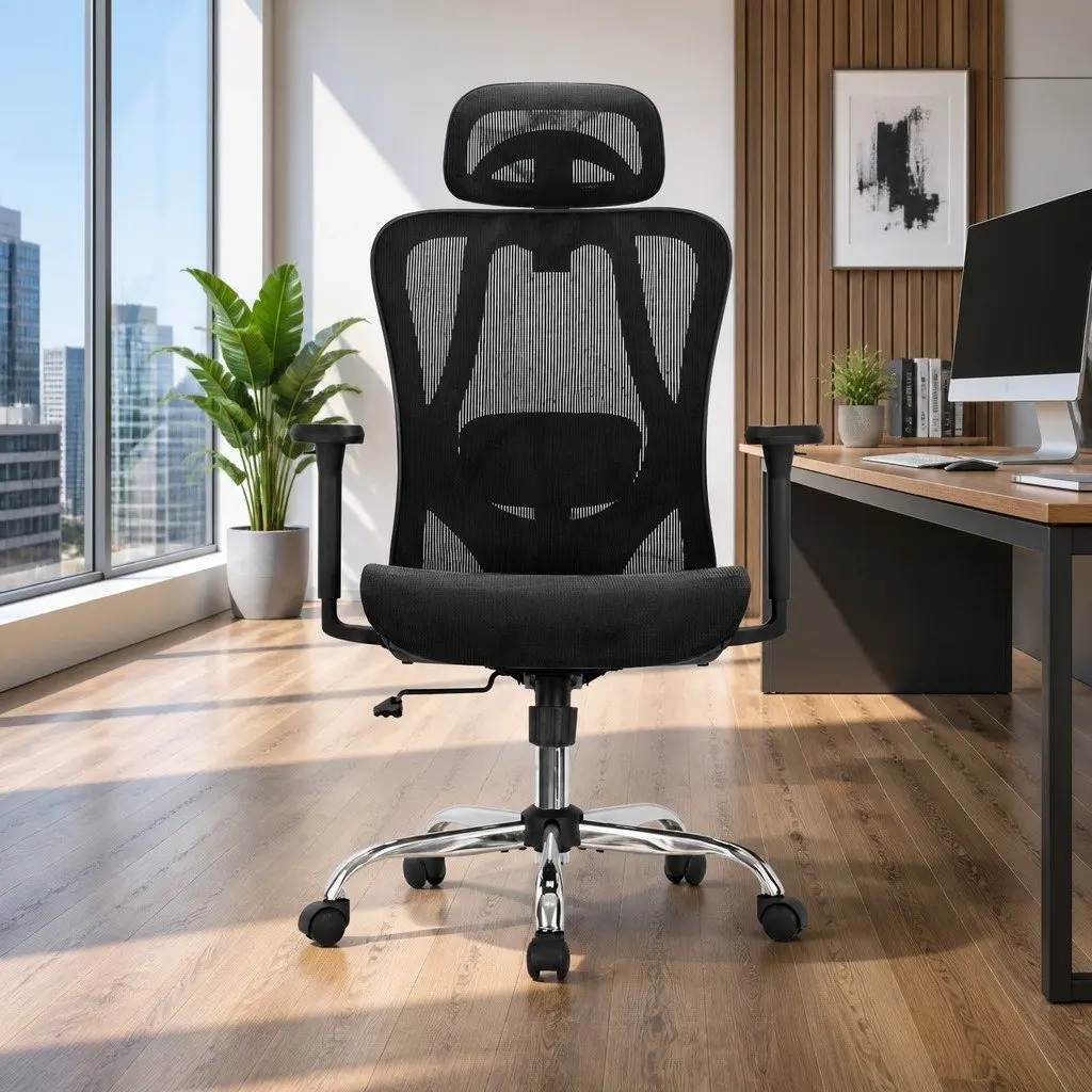 Ergonomic High Back Office Chair for Comfort and Support Adjustable Mesh Headrest Lumbar Support
