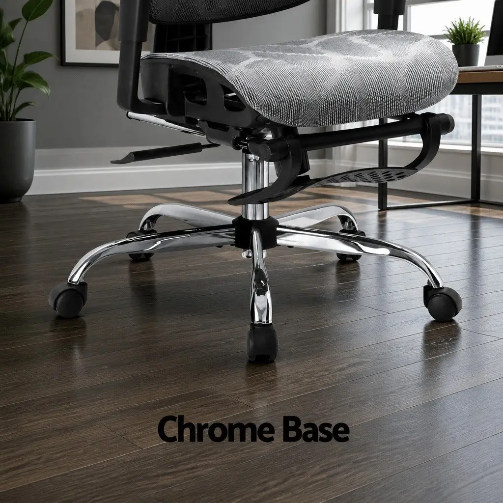 Ergonomic Office Chair for Home Office Grey High Back Mesh Adjustable Headrest