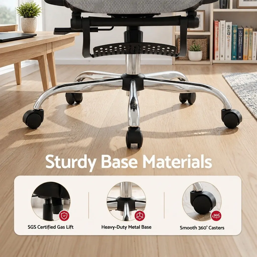 Ergonomic Office Chair for Home Office Grey High Back Mesh Adjustable Headrest