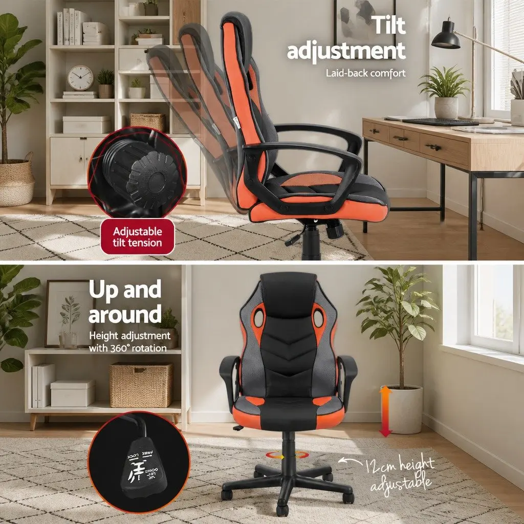 Gaming Office Chair High Back Executive Racing Computer Seat Orange Adjustable