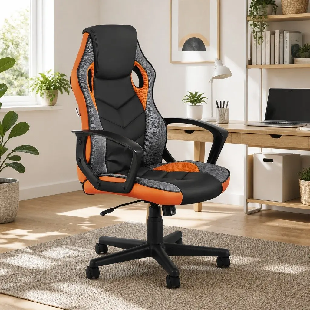 Gaming Office Chair High Back Executive Racing Computer Seat Orange Adjustable