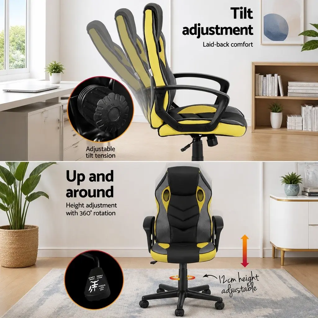 Gaming Office Chair High Back Yellow