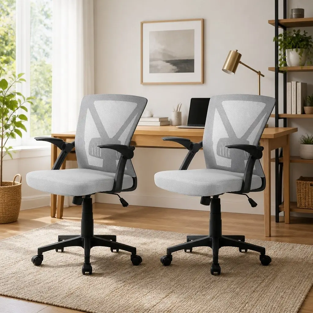 Grey Mesh Office Chair with Lumbar Support