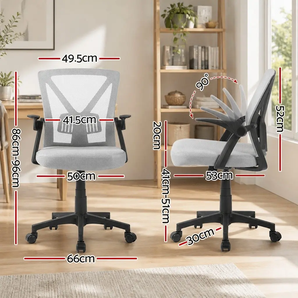 Mesh Office Chair for Office Grey Mid Back Adjustable Height with Lumbar Support