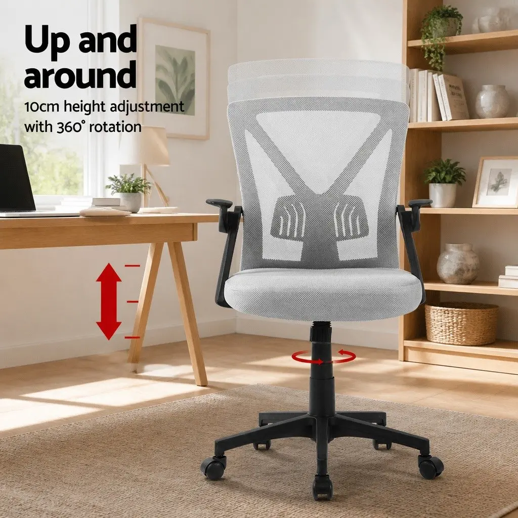 Mesh Office Chair for Office Grey Mid Back Adjustable Height with Lumbar Support