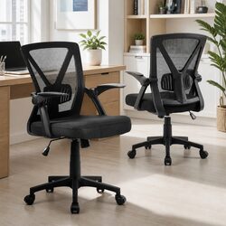 Mesh Office Chair Mid Back Black Adjustable Lumbar Support Ergonomic Computer