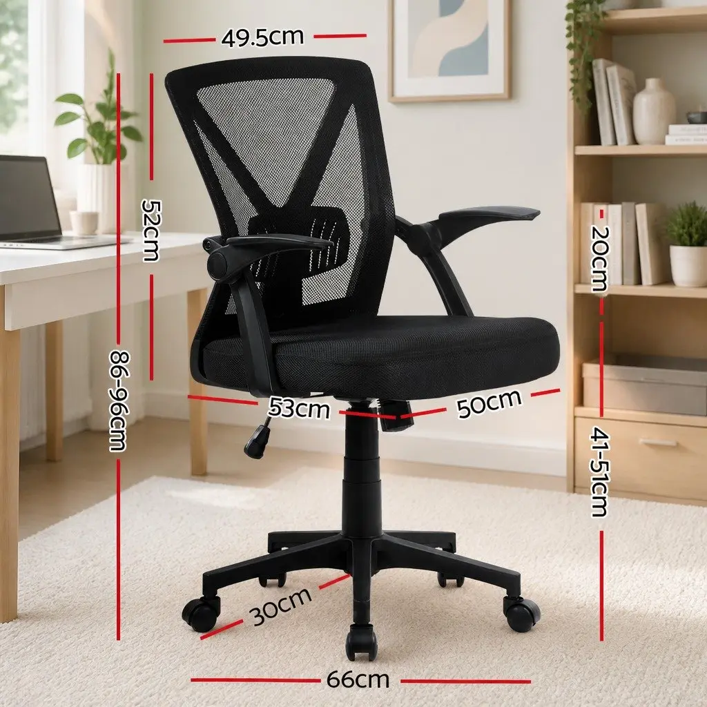 Mesh Office Chair Mid Back Black Adjustable Lumbar Support Ergonomic Computer