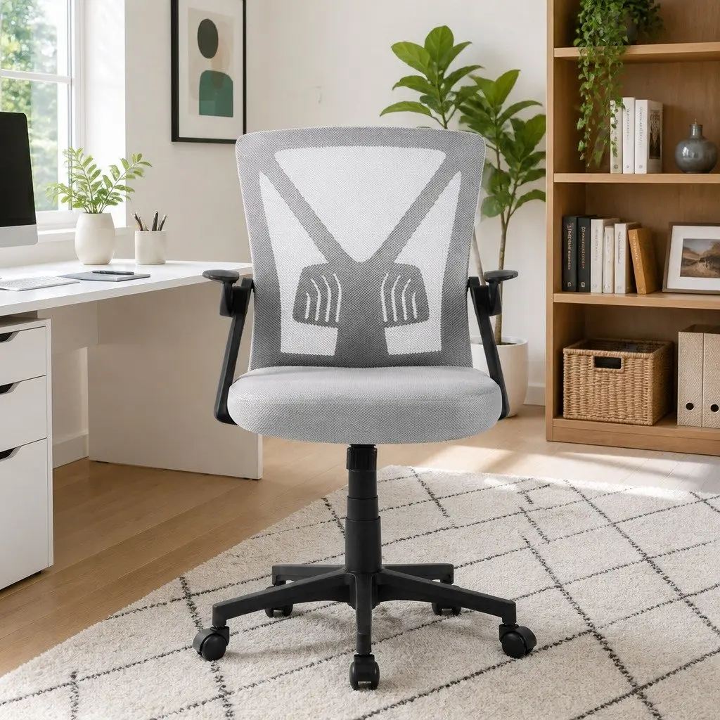 Grey Mesh Office Chair with Adjustable Lumbar Support
