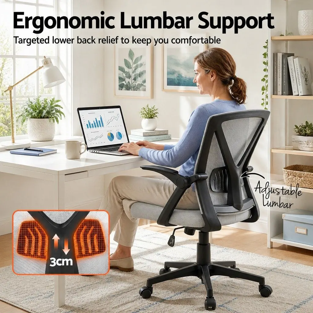 Grey Mesh Office Chair with Adjustable Lumbar Support