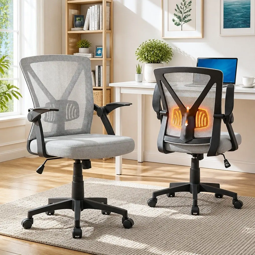 Grey Mesh Office Chair with Adjustable Lumbar Support