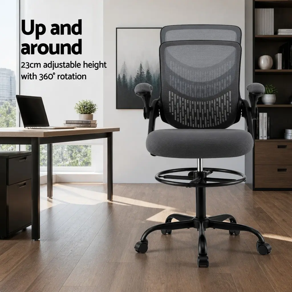 Drafting Chair with Mesh Back and Adjustable Height