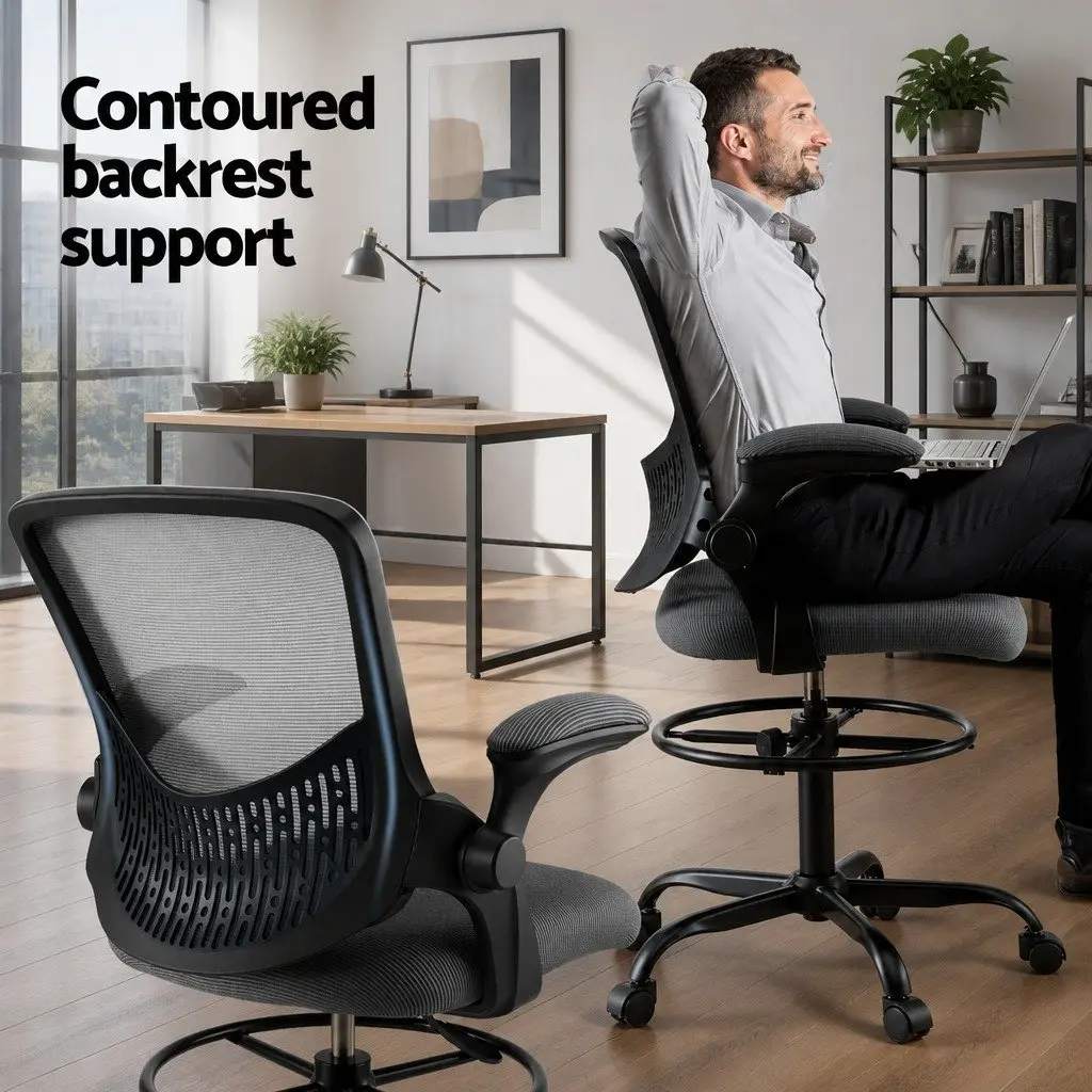 Drafting Chair with Mesh Back and Adjustable Height