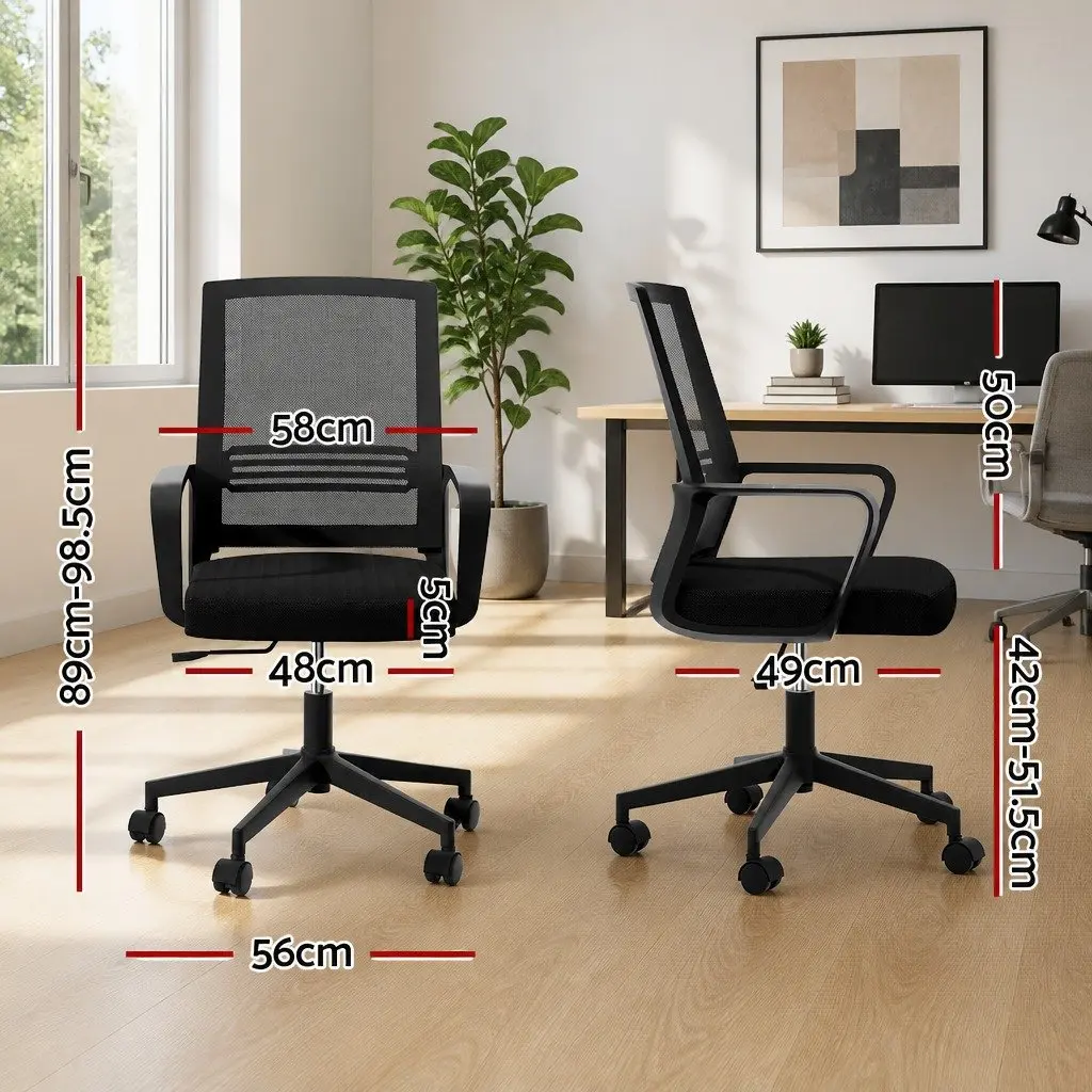 Mesh Office Chair for Work Study Gaming Mid Back Black