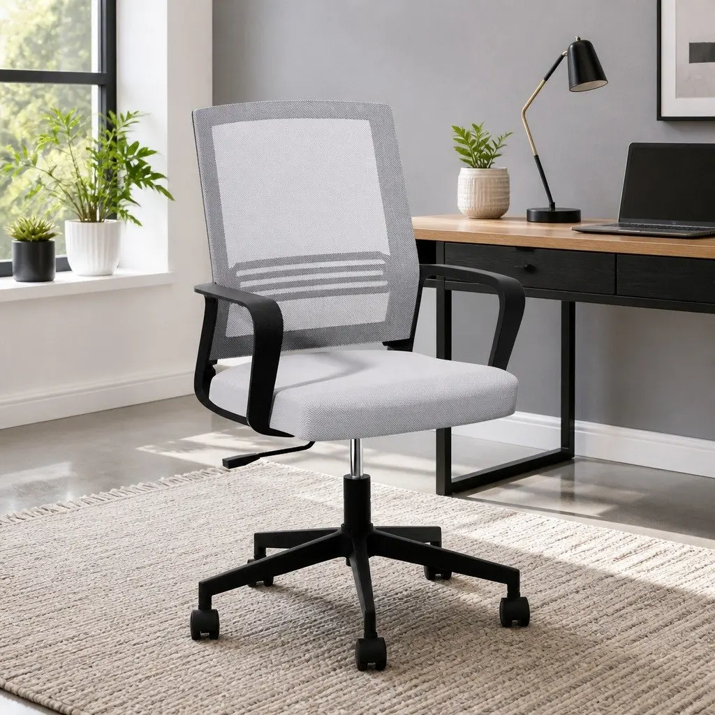 Mesh Office Chair Computer Gaming Desk Chairs Work Study Mid Back Grey