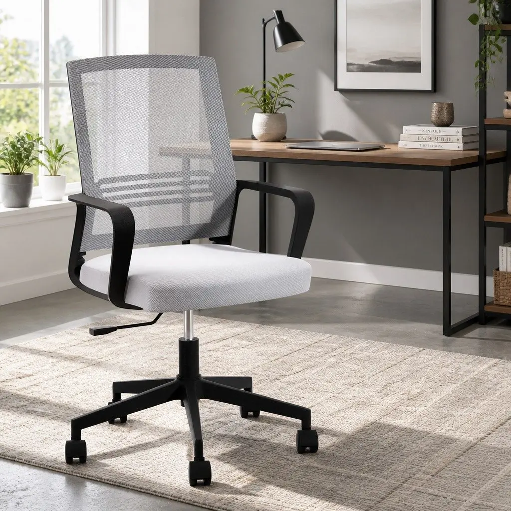 Mesh Office Chair Computer Gaming Desk Chairs Work Study Mid Back Grey
