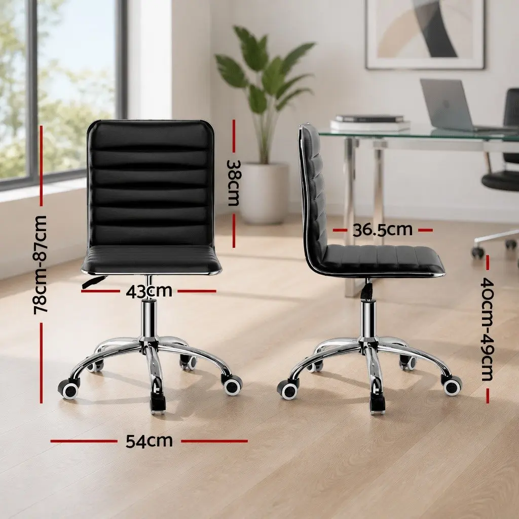 Office Chair Conference Seating Low Back Padded Swivel Desk Chair Black
